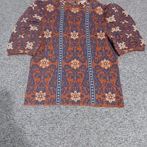 Flying Tomato Orange and Blue Patterned Top